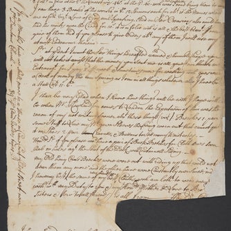 A handwritten letter from 1719 on yellowed paper with a torn edge